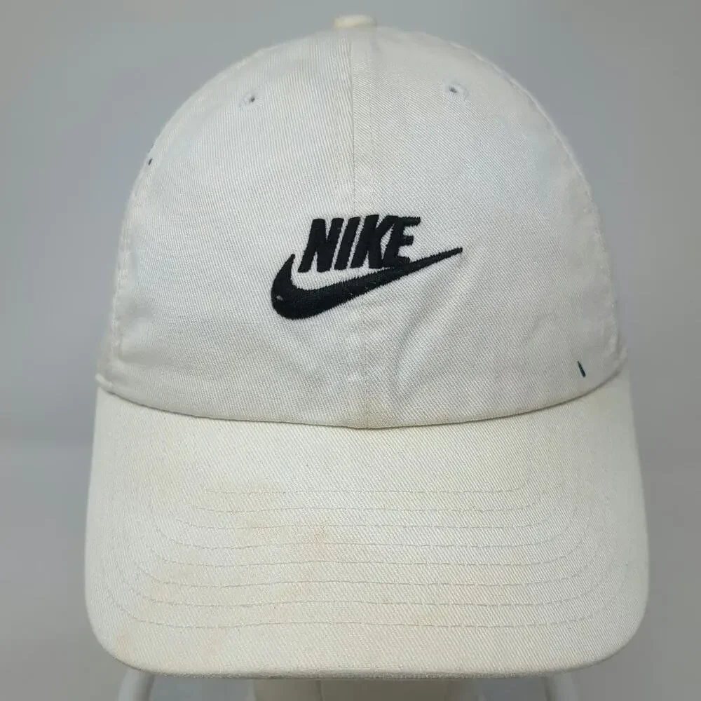 Nike Baseball Cap White One Size Futura Logo Embroidered Slideback Strap Hat
